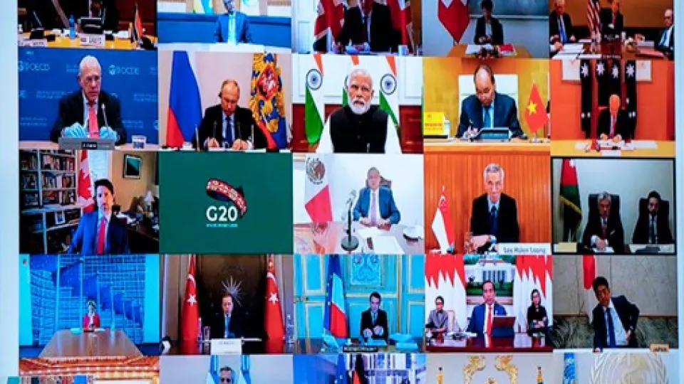 Bild1. Det första virtuella G20 toppmötet 26 mars 2020
