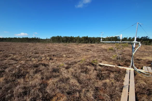 Bild på forskningsstation i nordlig svensk miljö.