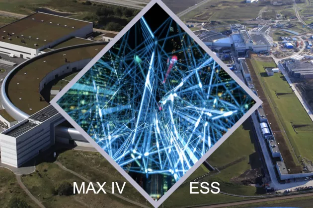 Collage av foton som visar forskningsanläggningarna MAX IV och ESS. Foto.