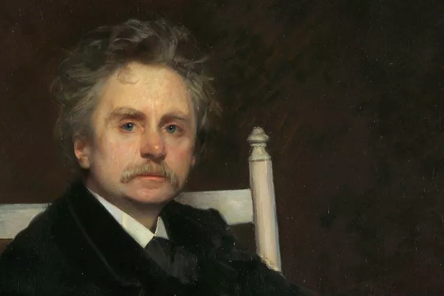 Porträttmålning, Edvard Grieg. Foto.