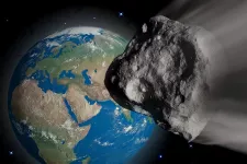 Illustration av meteorit på väg mot jorden.