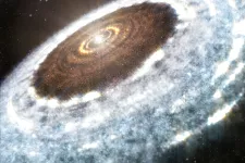 Illustration av en protoplanetär skiva i rymden.
