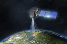 Illustration av satellit som svävar ovanför jordklotet.