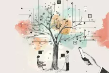 Illustration of a tree with digital symbols around it.