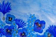 Blå akvarellmålning av blommor. Illustration.