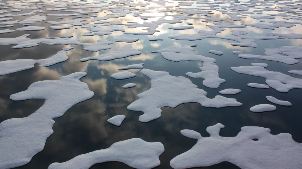 Bild på isflak i Norra ishavet.