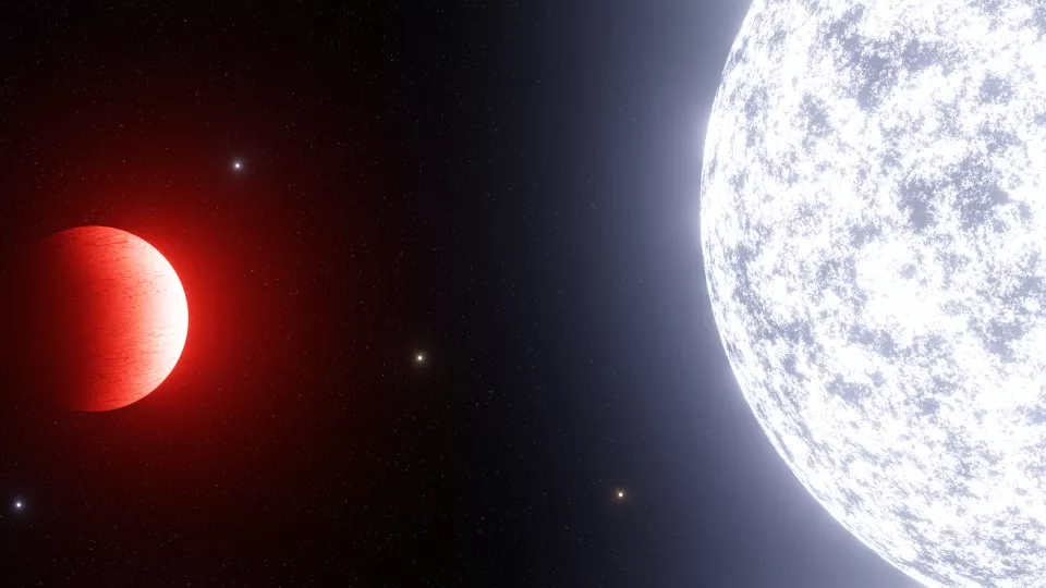 Illustration som föreställer ultrahet exoplanet samt stjärna.