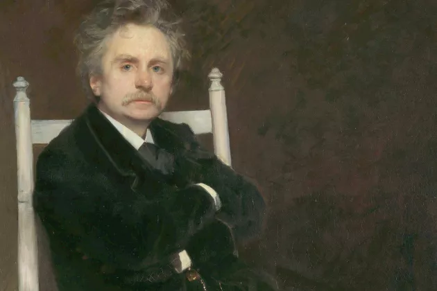 Målning av Edvard Grieg. Foto.
