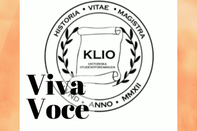 Studentföreningens logga med texten Viva Voce. Illustration.
