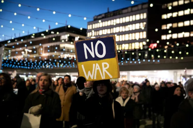 Demonstration i Stockholm mot kriget i Ukraina. Foto: Moa Alexandersson/Unsplash.