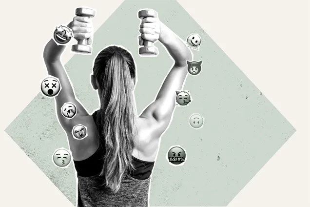 Kvinna med hantlar. Illustration.