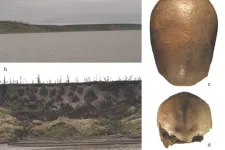 Bild på en flod och ett kranium.