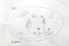 Drawing with landscape. Illustration.