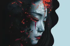 Image och a Japanese woman in traditional but futuristic makeup and style