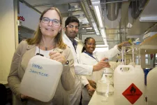 På bilden syns kemiprofessor Charlotta Turner samt doktoranderna Nitish Garg och Fiona Nermark. Bild: J. Joelsson