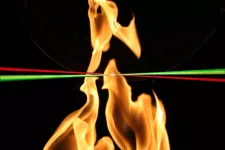 Med hjälp av laserstrålar kan forskare blicka in i flammans innersta och ända ner på molekylnivå få reda på vad som sker när olika bränslen förbränns. Härnäst ska de bland annat testa järn, kisel, aluminium och ammoniak. Bild: Henrik Bladh.