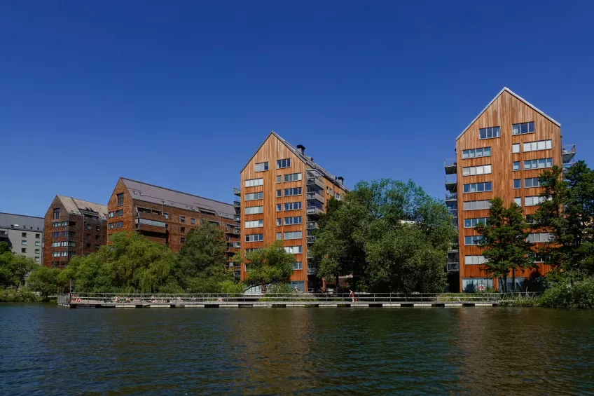 Höghus i trä, Sundbyberg. Foto.