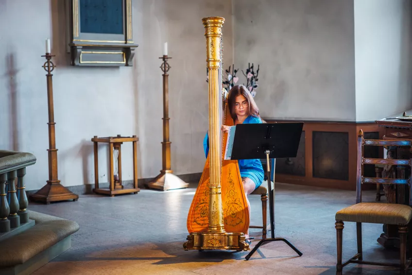 bild på Malin Olsson som spelar sitt instrument